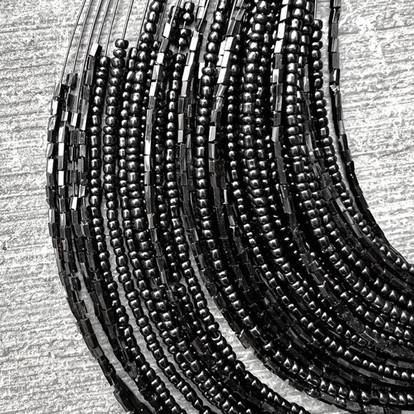 Necklace & Earrings Layered Multi Strand Bead Dangle Elegant Statement Marcasite - Picture 3 of 4